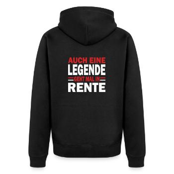 Ruhestand Auch eine Legende geht mal in Rente in - Unisex Premium Bio Zip Hoodie - Schwarz - Hinten - Nico (187cm)