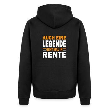 Ruhestand Auch eine Legende geht mal in Rente in - Unisex Premium Bio Zip Hoodie - Schwarz - Hinten - Nico (187cm)