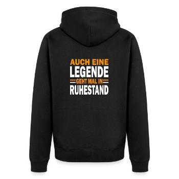 Rente Auch eine Legende geht mal in Ruhestand in - Unisex Premium Bio Zip Hoodie - Schwarz - Hinten - Nico (187cm)