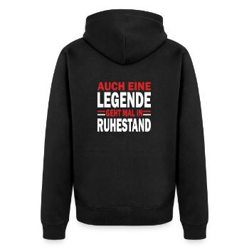 Rente Auch eine Legende geht mal in Ruhestand in - Unisex Premium Bio Zip Hoodie - Schwarz - Hinten - Nico (187cm)