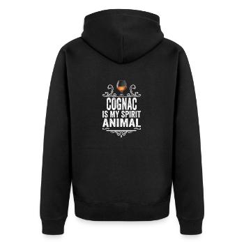 Cognac ist mein Geisttier T-Shirt Lustiges Trinken - Unisex Premium Bio Zip Hoodie - Schwarz - Hinten - Nico (187cm)