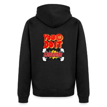 Sie können Go tun - Unisex Premium Bio Zip Hoodie - Schwarz - Hinten - Nico (187cm)