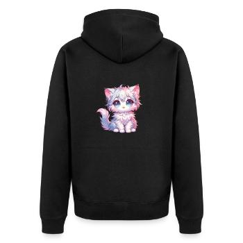 Anime Babykatze - Unisex Premium Bio Zip Hoodie - Schwarz - Hinten - Nico (187cm)
