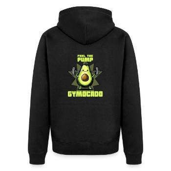 Gymocado - the active avocado - Unisex Premium Organic Zip Hoodie - black - Back - Nico (187cm)