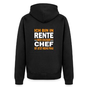 Rente einziger chef frau gelb - Unisex Premium Organic Zip Hoodie - black - Back - Nico (187cm)