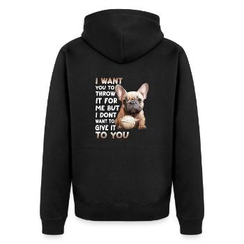 Frenchie Dog Lover Bouledogue français - Veste à capuche bio Premium Unisexe - noir - Dos - Nico (187cm)