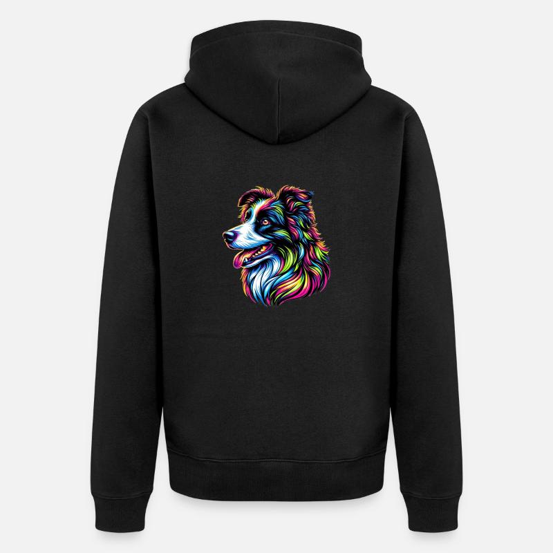Border Collie Hund - Unisex Premium Bio Zip Hoodie - Schwarz