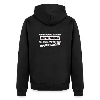 Lustiges T-Shirt Brauche Keinen Mittelfinger Sarka - Unisex Premium Bio Zip Hoodie - Schwarz - Hinten - Nico (187cm)