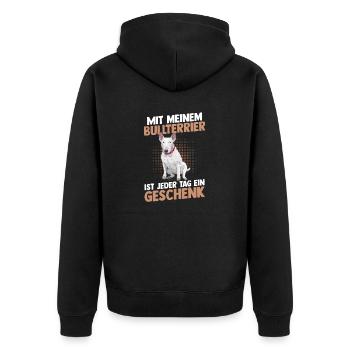 Chien Bull Terrier - Veste à capuche bio Premium Unisexe - noir - Dos - Nico (187cm)