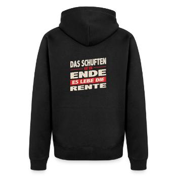 The toiling has come to an end Long live retirement red - Unisex Premium Organic Zip Hoodie - black - Back - Nico (187cm)