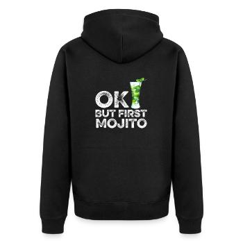 OK But First Mojito Lover T-Shirt Funny Alcohol - Unisex Premium Organic Zip Hoodie - black - Back - Nico (187cm)