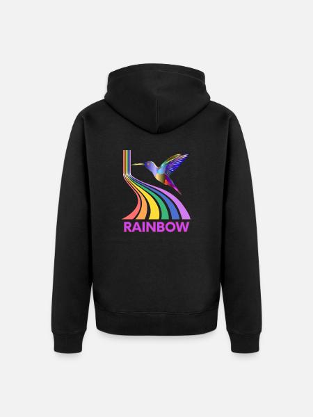 Regenbogen - Unisex Premium Bio Zip Hoodie - Schwarz