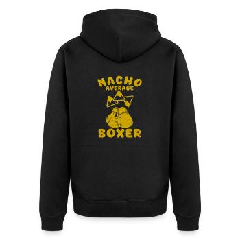 Boxer Boxing Funny Nacho Average Cinco de Mayo - Unisex Premium Organic Zip Hoodie - black - Back - Nico (187cm)
