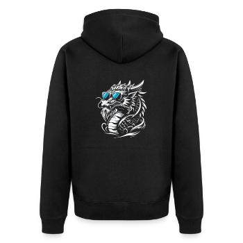 Cool Chinese dragon with sunglasses - Unisex Premium Organic Zip Hoodie - black - Back - Nico (187cm)