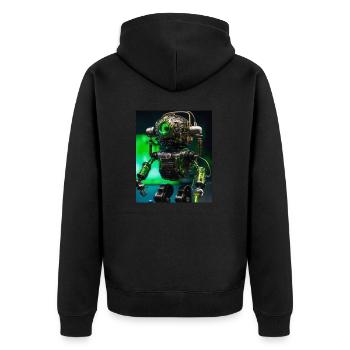 Digitale Kunst eines Roboter-Mikrofons - Unisex Premium Bio Zip Hoodie - Schwarz - Hinten - Nico (187cm)