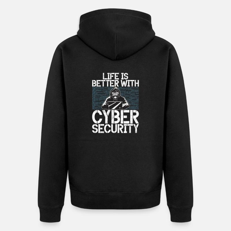 Cyber security hacker hacking - Unisex Premium Organic Zip Hoodie - black
