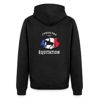 Je Peux pas j'ai équitation cheval chevaux humour - Veste à capuche bio Premium Unisexe - noir - Dos - Nico (187cm)
