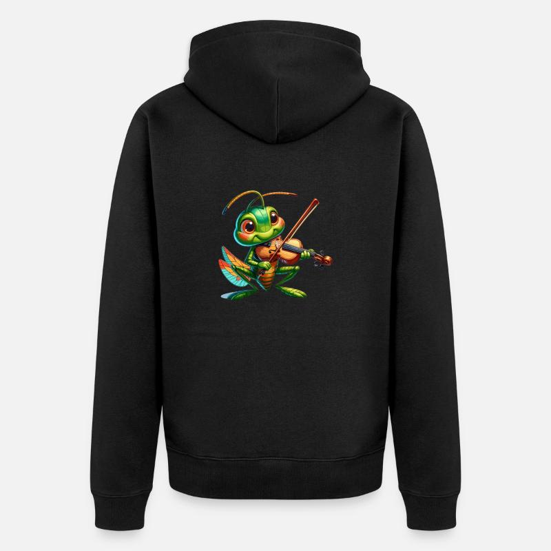 Sauterelle avec violon - Veste à capuche bio Premium Unisexe - noir
