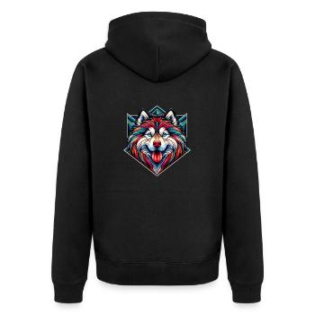 Sibirischer Husky Hund - Unisex Premium Bio Zip Hoodie - Schwarz - Hinten - Nico (187cm)