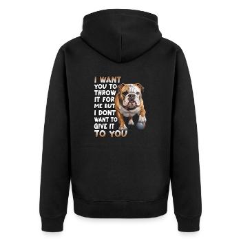 Englische Bulldogge Hundeliebhaber Bulldoggen - Unisex Premium Bio Zip Hoodie - Schwarz - Hinten - Nico (187cm)