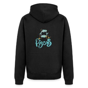 Pisces - Unisex Premium Organic Zip Hoodie - black - Back - Nico (187cm)