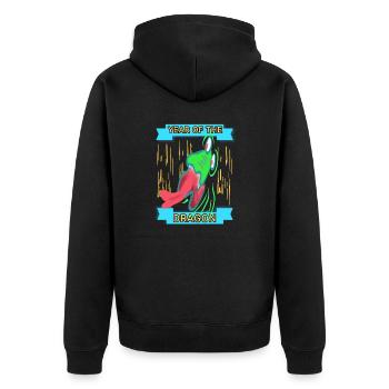 Jahr des Drachens 2024 - Unisex Premium Bio Zip Hoodie - Schwarz - Hinten - Nico (187cm)