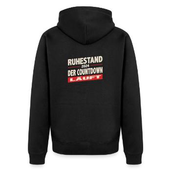 Ruhestand 2024 Countdown läuft Rot Striche - Unisex Premium Bio Zip Hoodie - Schwarz - Hinten - Nico (187cm)