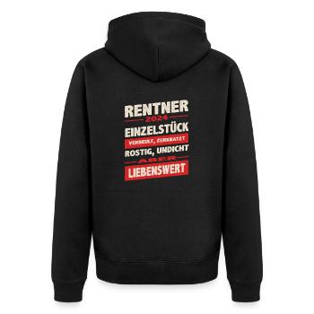 Pensioner 2024 Unique Piece Adorable Red - Unisex Premium Organic Zip Hoodie - black - Back - Nico (187cm)