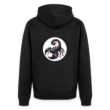 Scorpion - Unisex Premium Organic Zip Hoodie - black - Back - Nico (187cm)
