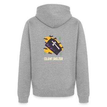 Death Coffin Goth Casket Spooky Halloween Vampires - Unisex Premium Bio Zip Hoodie - Grau meliert - Hinten - Nico (187cm)