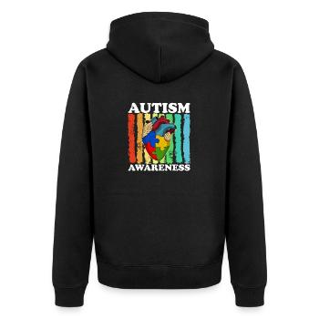 Autism awareness Heart Colors - Unisex Premium Organic Zip Hoodie - black - Back - Nico (187cm)