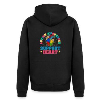 Autism awareness heart support heart - Unisex Premium Organic Zip Hoodie - black - Back - Nico (187cm)