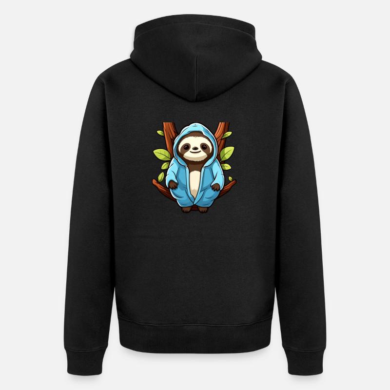 Faultier - Unisex Premium Bio Zip Hoodie - Schwarz