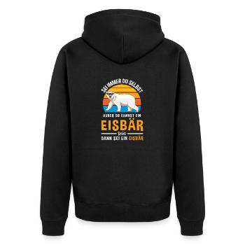 Eisbär Bär Kopf Nordpol Raubtier Eisbär - Unisex Premium Bio Zip Hoodie - Schwarz - Hinten - Nico (187cm)