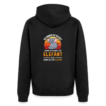 Elefanten Rüsseltier Dickhäuter Elefant - Unisex Premium Bio Zip Hoodie - Schwarz - Hinten - Nico (187cm)