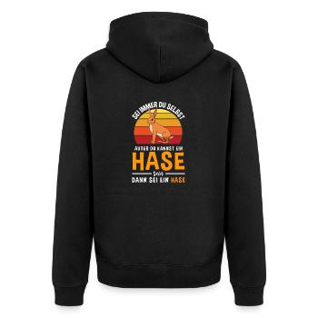 Kaninchen Feldhase Hasenbesitzerin Hase - Unisex Premium Bio Zip Hoodie - Schwarz - Hinten - Nico (187cm)