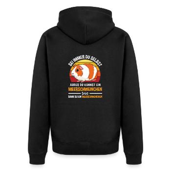 Meerschweinchen Retro Nagetier Haustier - Unisex Premium Bio Zip Hoodie - Schwarz - Hinten - Nico (187cm)