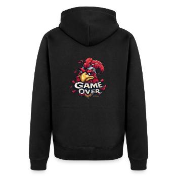 Game Over Gaming Gamer Hühner Hahn Huhn - Unisex Premium Bio Zip Hoodie - Schwarz - Hinten - Nico (187cm)