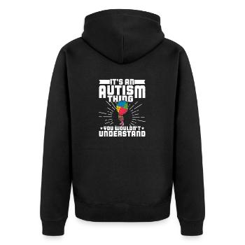 Luftballon Autist Autism thing Puzzleteil - Unisex Premium Bio Zip Hoodie - Schwarz - Hinten - Nico (187cm)