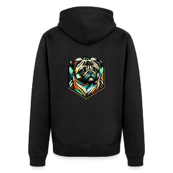 Mops Hund - Unisex Premium Bio Zip Hoodie - Schwarz - Hinten - Nico (187cm)