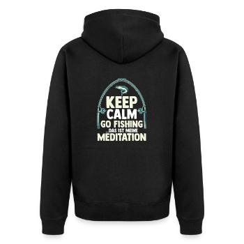 Angler Fishing Fishing Rod Fishing - Unisex Premium Organic Zip Hoodie - black - Back - Nico (187cm)