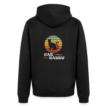 Cat Daddy Vintage Eighties Style Cat Retro - Unisex Premium Organic Zip Hoodie - black - Back - Nico (187cm)