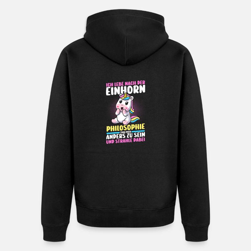 Einhorn - Unisex Premium Bio Zip Hoodie - Schwarz