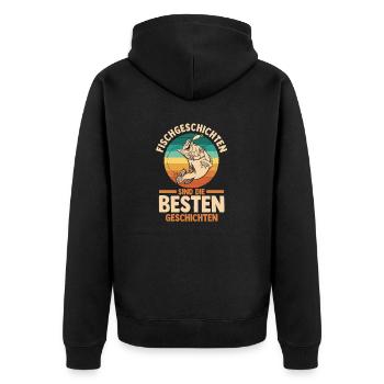 Angler Fishing Fishing Rod Fishing - Unisex Premium Organic Zip Hoodie - black - Back - Nico (187cm)