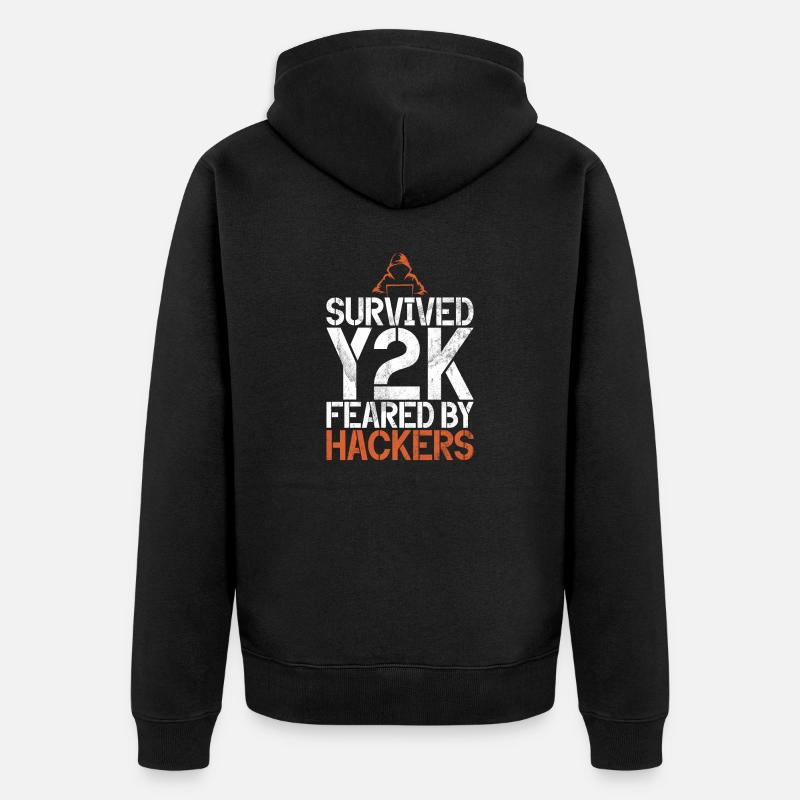 Cyber security hacker hacking - Unisex Premium Organic Zip Hoodie - black