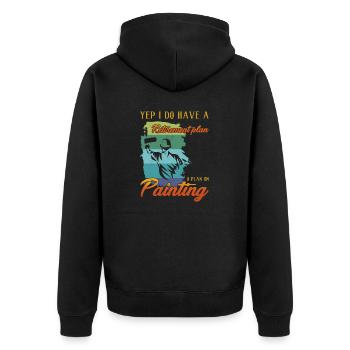 Retirementplan Painting künstlerisch Dekorieren - Unisex Premium Bio Zip Hoodie - Schwarz - Hinten - Nico (187cm)