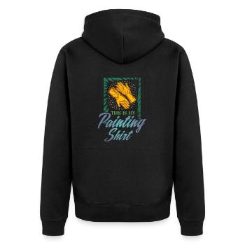 This is my painting shirt Dekorieren Gießen Malen - Unisex Premium Bio Zip Hoodie - Schwarz - Hinten - Nico (187cm)