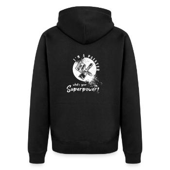 I'm a painter what's your superpower - Unisex Premium Bio Zip Hoodie - Schwarz - Hinten - Nico (187cm)