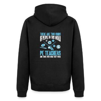 Sportlehrer Sport Lehrer Sportunterricht - Unisex Premium Bio Zip Hoodie - Schwarz - Hinten - Nico (187cm)