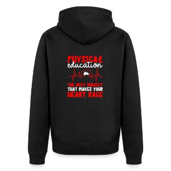 Sportlehrer Sport Lehrer Sportunterricht - Unisex Premium Bio Zip Hoodie - Schwarz - Hinten - Nico (187cm)